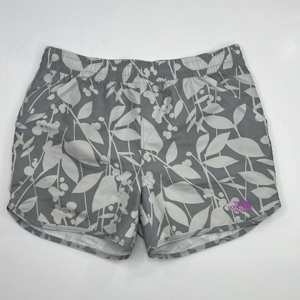 THE NORTH FACE Gray Floral Print Elastic Waist Flash Dry Water Short Sz XL TG 18